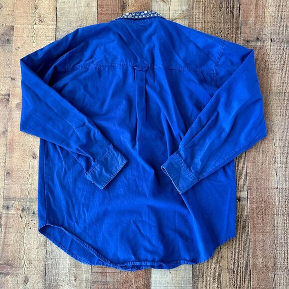 Vintage I.C.E. Lookny Blue Denim Shirt with Rhinestone Studded Collar & Pockets - Picture 7 of 7